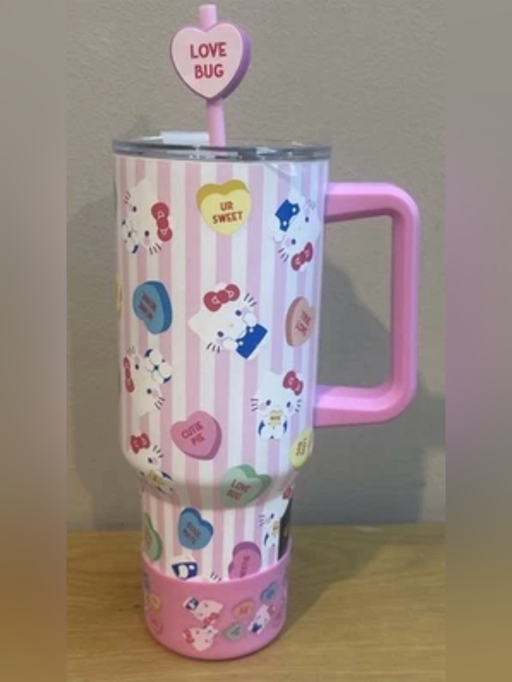 Sweetheart Valentines Day Hello Kitty Tumbler 40 Oz Conversation Hearts NEW